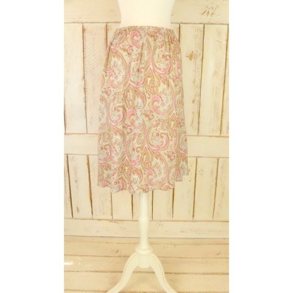 Vintage pink paisley midi skirt - large - Picture 3 of 4